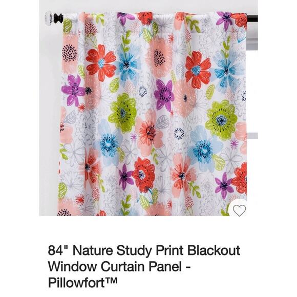 Pillowfort Nature Study Print Blackout Window Curtain 42" x 84" 1 Panel‎ New - Picture 6 of 7